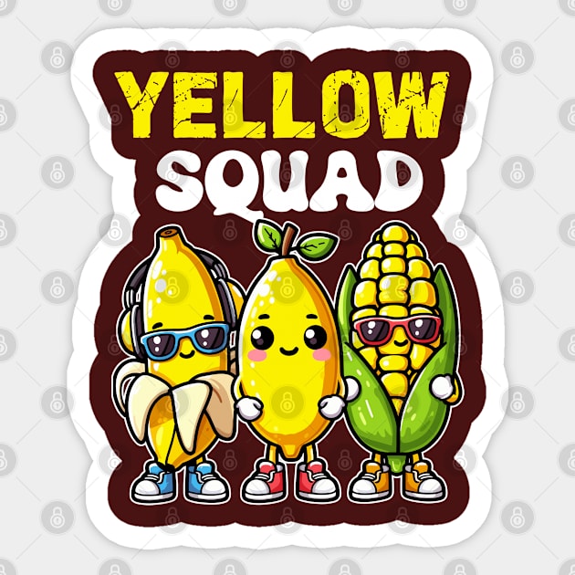 Yellow Squad Banana Lemon And Corn Sticker by hippohost